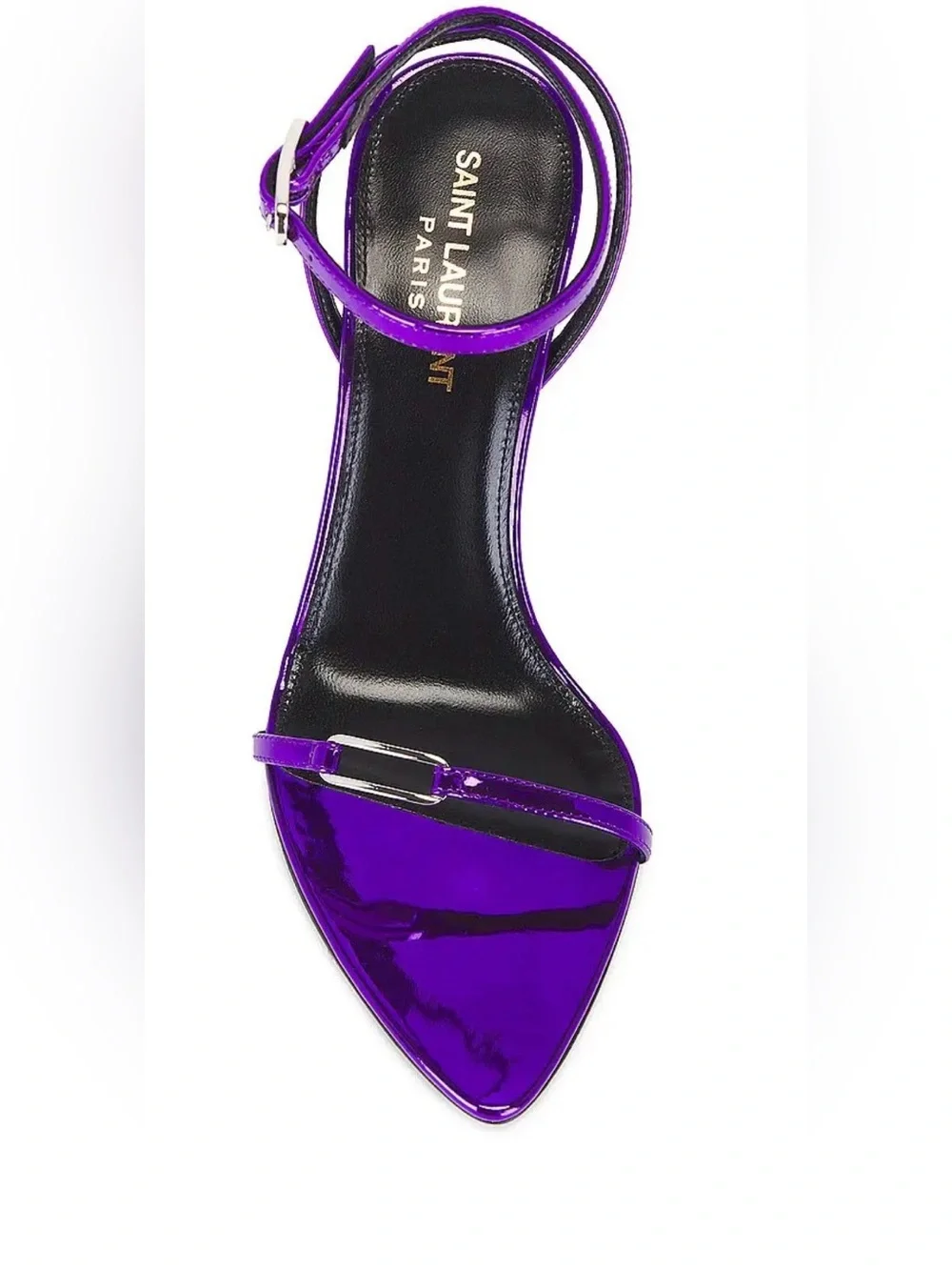 Saint Laurent Kitty 75 Metallic Plum Violet Sandals Heels 38.5 NIB - Picture 5 of 14